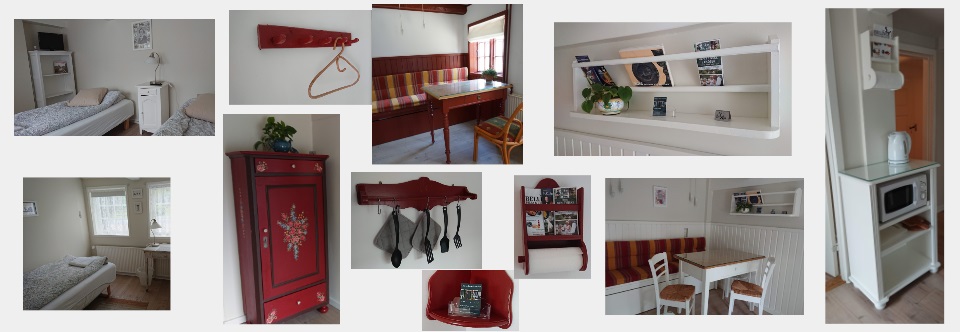 Collage med rum i vores bb